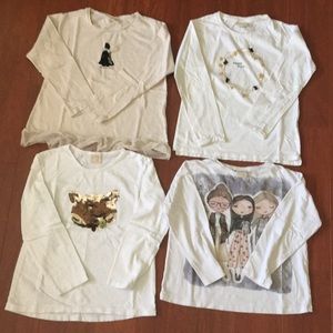 4 pieces girls long sleeve shirts by Zara